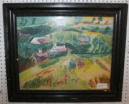 Oil on canvas of scenic view